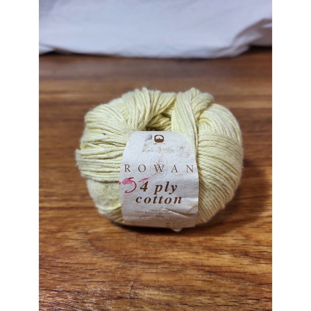 1 Skein Rowan 4 Ply Cotton Yellow Yarn